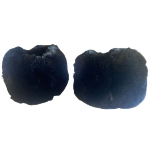 Black Elegant Faux Fur Cuffed Sleeve Arm Warmers-One Size - Picture 3 of 4